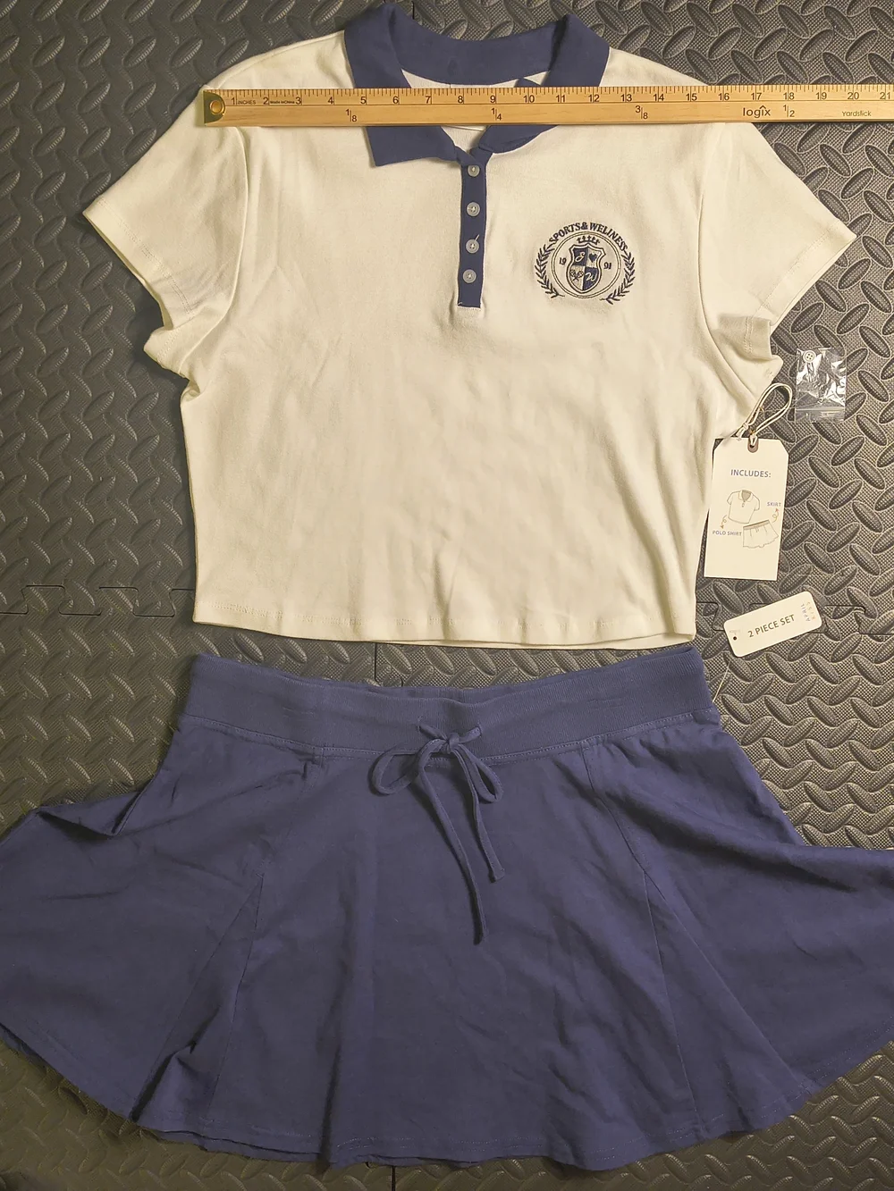 April Kiss Navy White 2 Piece Tennis Polo Skirt Set XL NWT Pickleball Preppy